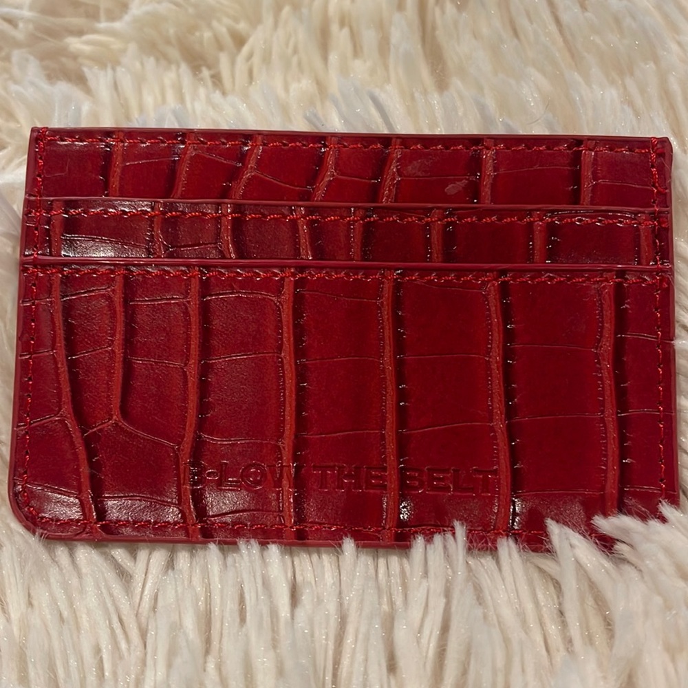 NWOT below the belt card wallet red croc